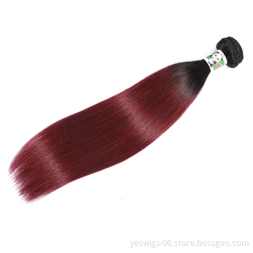 Pre Colored Ombre Human Hair Bundles Wholesale 10A Quality Cuticle Aligned Virgin 1b-99j Ombre Brazilian Human Hair Extension